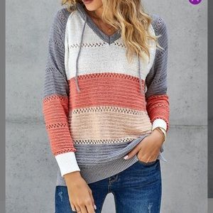 Zesica Rib-Knit Color Block Women’s hoodie Size M